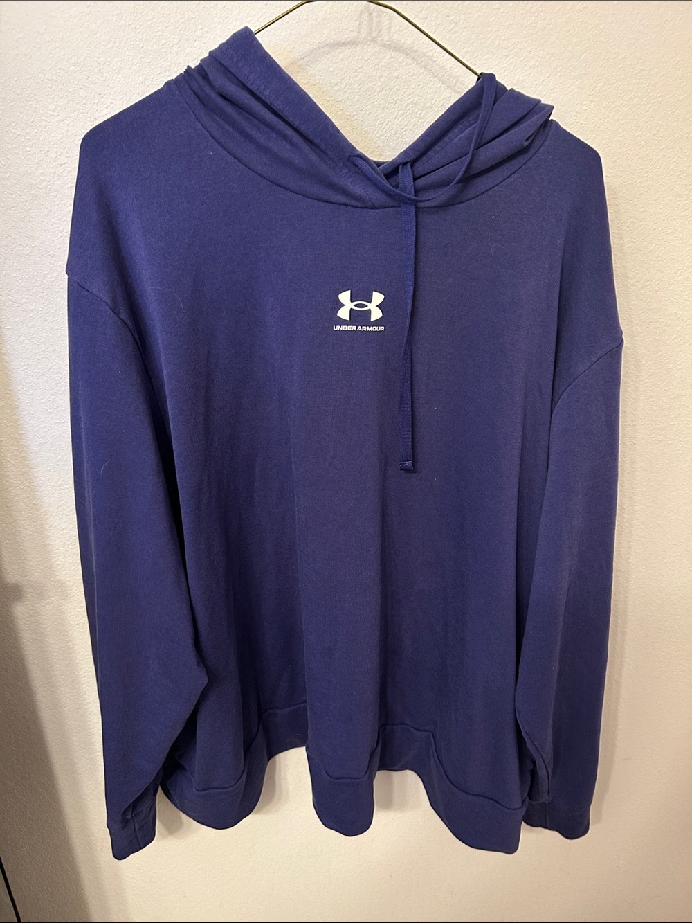 Under Armour Deep Navy Pullover Hoodie with White Logo